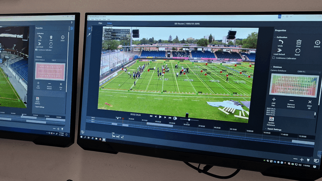 VIZRT Arena software for calibration of the virtual camera setup for ELF Live Stream